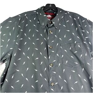 DIXXON "The Bolt" Shirt Men's M Short Sleeve Button Up Lightning All Over Black